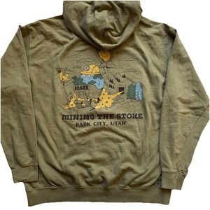 Roark Fleece Lined Hoodie Mens XL Army Green Graphic Park City Utah Mining Miner